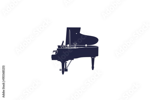 Elegant Grand Piano: A minimalist illustration showcases a grand piano. This timeless instrument is presented in a clean, uncluttered style. 
