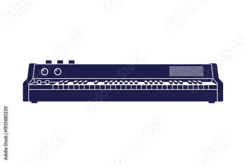 Electronic Keyboard Symphony: A sleek, navy-blue electronic keyboard, a modern instrument, stands in stark simplicity. This image whispers of melodies waiting to be unleashed. 