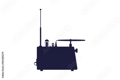 Vintage Telegraph Silhouette: A captivating silhouette of an antique telegraph machine, showcasing intricate details and design elements of a bygone era, with its antenna reaching towards the future.