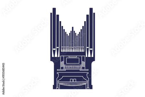 Symphony of Pipes: An elegant illustration of an organ, depicting the grandeur and intricacy of this iconic instrument, inviting viewers to appreciate its melodic potential and architectural splendor.