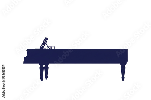 Silhouette of a Grand Piano: A sleek silhouette of a grand piano, poised and ready to fill the air with melodious sound, set against an empty canvas.