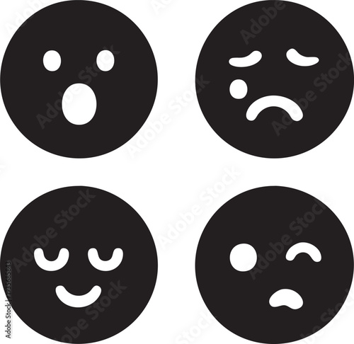 ミニマルな日本風禅絵文字フェイス	
