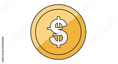 Golden coin illustration with dollar sign financial concept isolated