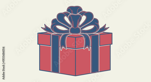 Gift box with bow illustration festive holiday present isolated design