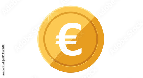 Golden euro coin isolated on white background for financial concepts