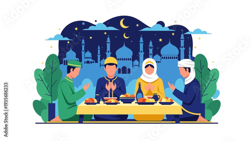 Family Gathering during Ramadan with Traditional Meal.