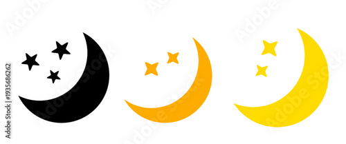 Moon and stars vector. Moon and stars icon, a symbol of Islam and Ramadan.