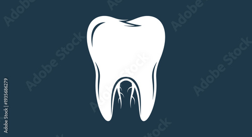 Isolated tooth icon on dark background for dental health and care concepts