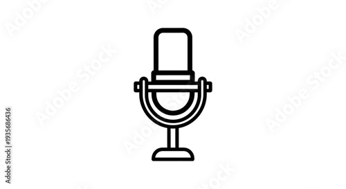 Minimalist microphone icon isolated on white background audio recording concept