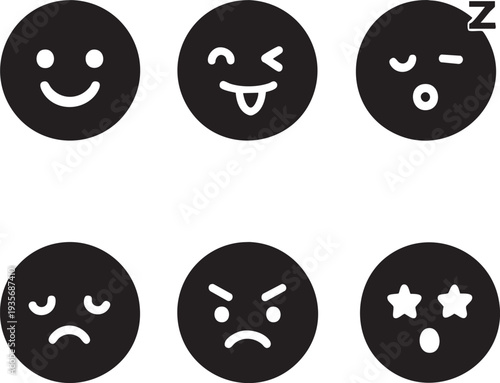 ミニマルな日本風禅絵文字フェイス	
