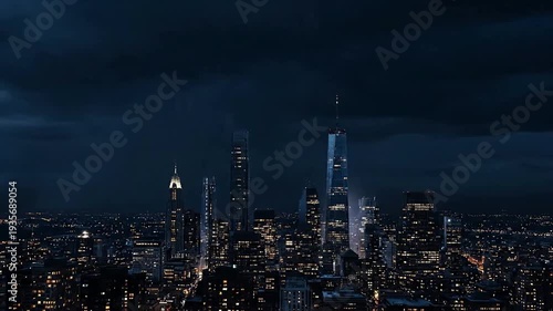 Wallpaper Mural Dramatic Lightning Strikes Over City Skyline at Night During Thunderstorm. Torontodigital.ca