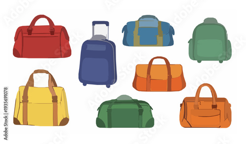 Decorative Travel Bags and Suitcases Vector Set