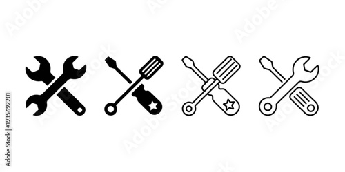Assorted tools and utensils arranged in a straight line Vector