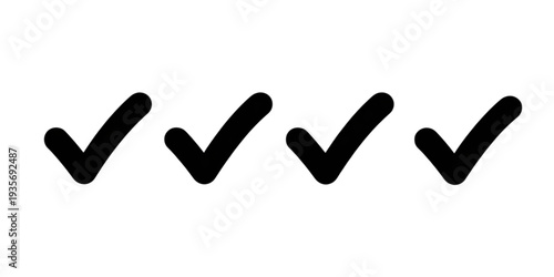 Four black check marks aligned horizontally on a white background Vector