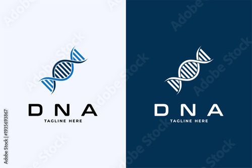 DNA helix science medical laboratory logo design template