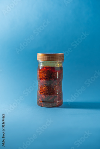 Mockup Bottle Spicy Red Chili Condiment in Glass Jar
