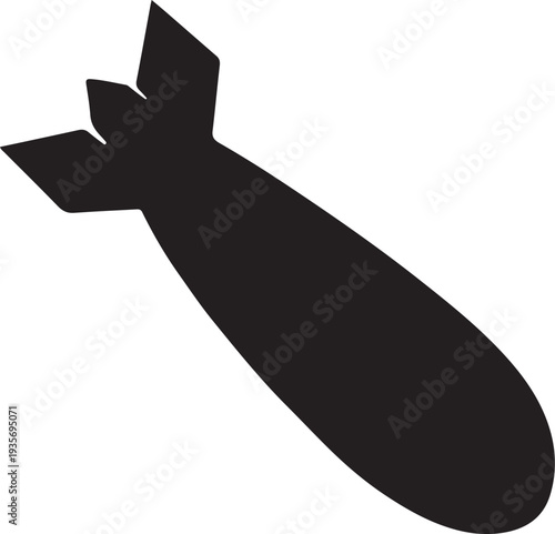 Bomb Missile Icon Military Aviation Weapon Silhouette for Tactical and War Graphics