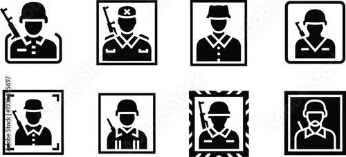 Police officer icon set various uniformed law enforcement illustrations