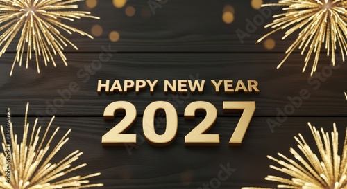Happy New Year 2027 Fireworks Celebration