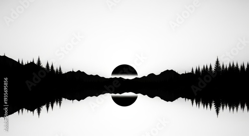 Minimalist Mountain Landscape Reflection Sunset