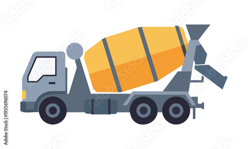 Cement Mixer Truck Side View for Construction Industry