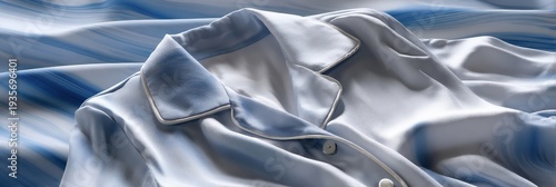 Luxurious Light Blue Silk Pajama Top for High-End Sleepwear Fashion