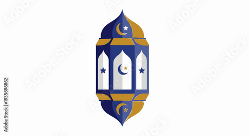 Ramadan lantern illustration with crescent moon and star symbols
