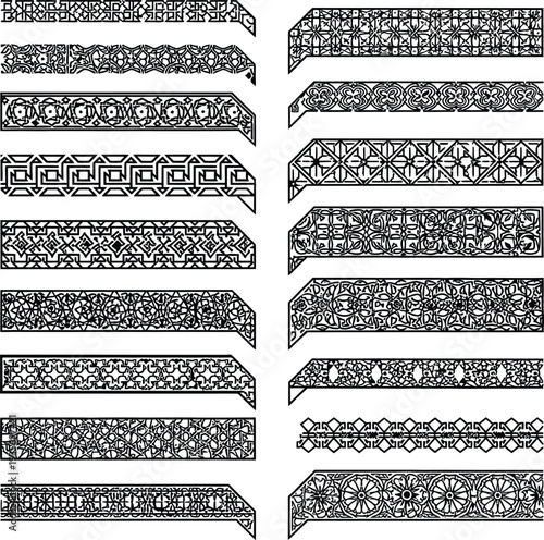 Geometric Arabic Decorative Borders and Corners Set