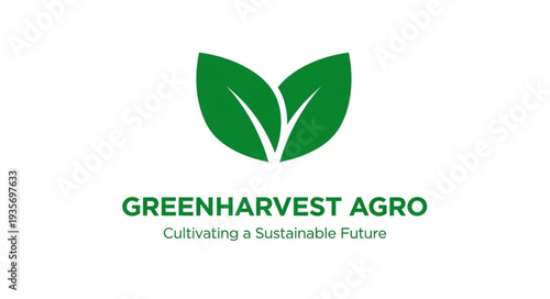 Greenharvest Agro logo with leaves and sustainable tagline.