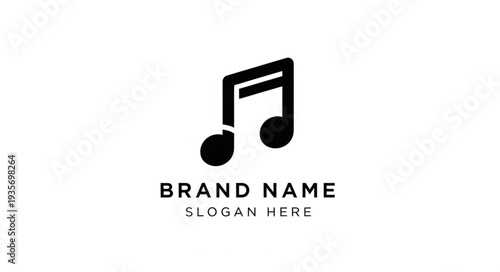 Simple Music Note Logo Design Template with Placeholder Text.