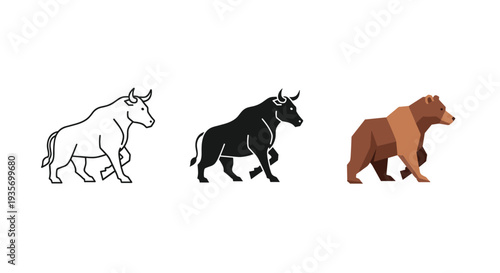 Bull Bear Finance Market Icons Commercial