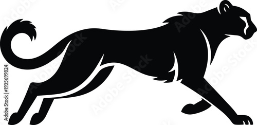 Powerful running cheetah illustration with sleek black design