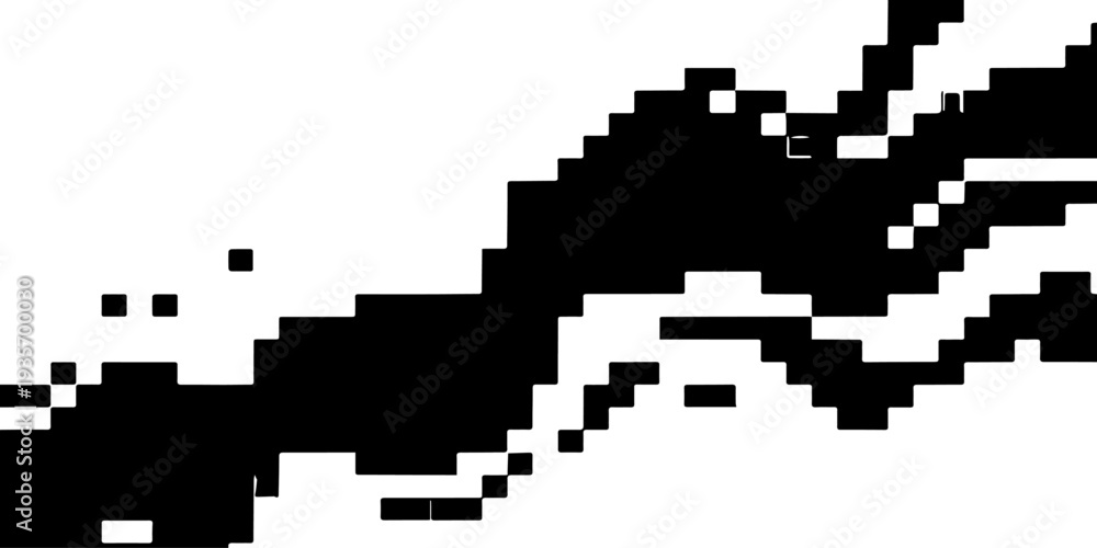 Fototapeta premium A black and white pixelated vector illustration of a computer mouse arrow cursor and hand pointer icon designed for web technology and business interface links.