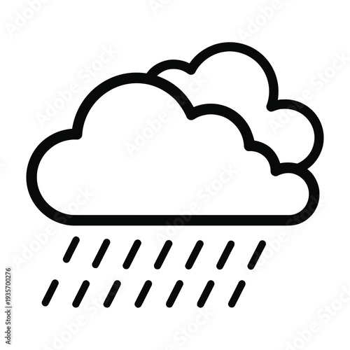 Clouds release raindrops in a minimalist weather illustration