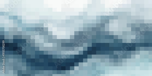 Seamless abstract blue mosaic background featuring a geometric grid pattern of square tiles in a digital vector style with light blue texture for a modern technology wallpaper design.