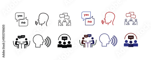 Speaking icon set for communication and presentation needs