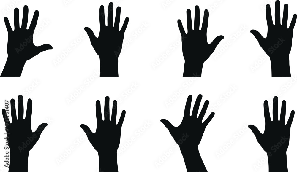 Fototapeta premium Hand gestures icon set various palm silhouettes for communication and expression