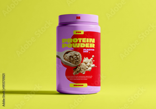 Single Protein Powder Container Mockup Standing Alone