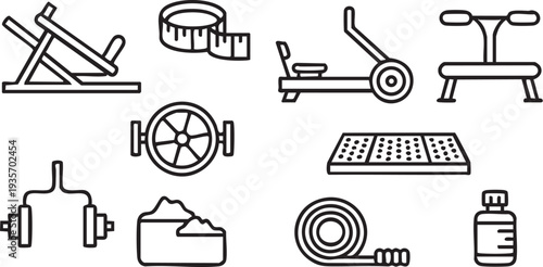 Exercise Equipment And Health Icons fitness workout