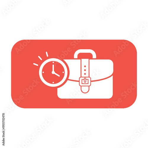 Business briefcase with clock symbolizing time management and punctuality