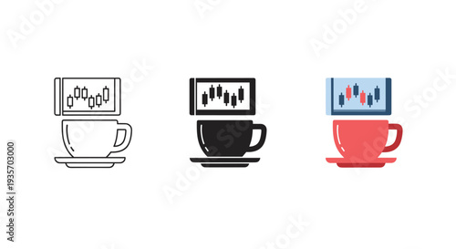 Candlestick Chart Coffee Break Business Concept
