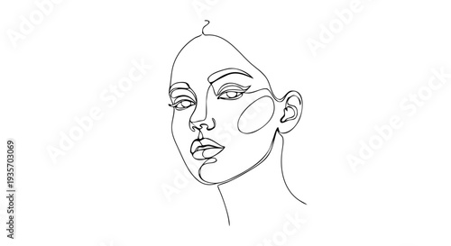 Bild auf Leinwand Continuous One Line Woman Face Portrait Vector – Minimal Black Line Art Illustra