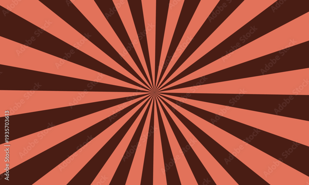 Obraz premium Warm coral and deep brown radial rays create an inviting sunburst effect