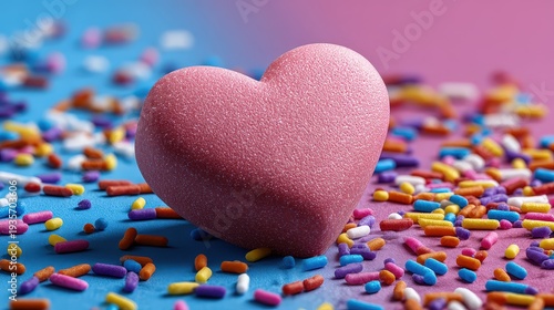 Romantic Valentine's Day Heart Candy with Colorful Sprinkles