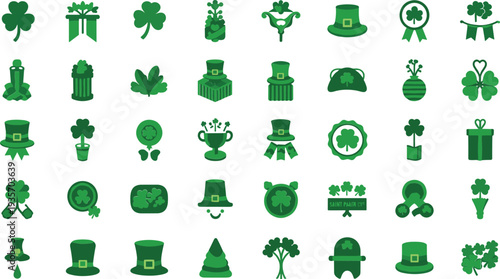 Stunning St Patrick's Day clover and hat icons