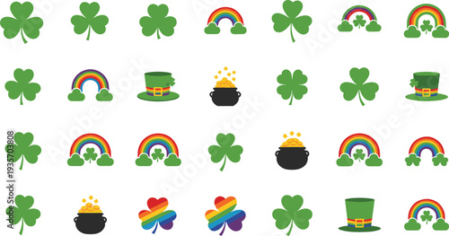 Stunning St Patrick's Day clover and hat icons