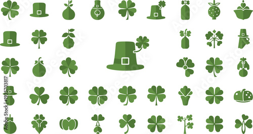 Stunning St Patrick's Day clover and hat icons