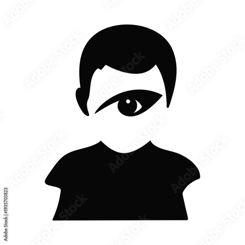 Boy Character With Big Eye Icon