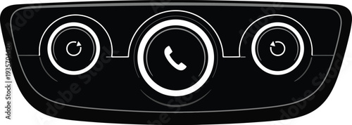 Car stereo dashboard with phone call interface and two speaker controls