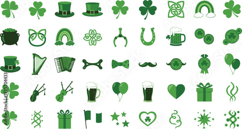 Stunning St Patrick's Day clover and hat icons